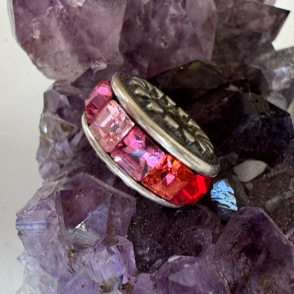 Brighton red and pink crystal halo bead